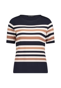 BETTY BARCLAY - Basic Shirt mit U-Boot-Ausschnitt - Dark Blue/Brown