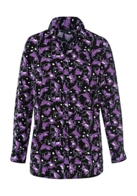 Sieh an! - Longbluse - schwarz-lila-bedruckt