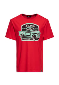 KING KEROSIN - Print-Shirt Front Print im Vintage Muscle-Car Design Pick Up - rot