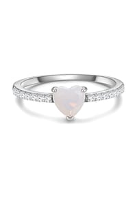 GLANZSTÜCKE MÜNCHEN - Damen Ring aus 925/- Sterling Silber in Silber mit Mondstein (synth.) - silber