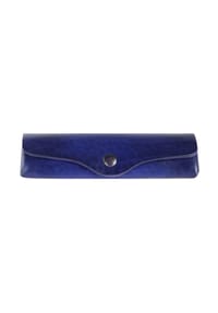 MIKA Lederwaren - Brillenetui Leder 15 cm - blau