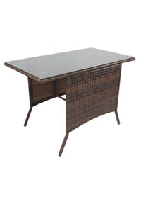 VCM. Gartentisch | Tisch aus Rattan mit Glasplatte | Maße ca. H. 74 x B. 114 x T. 64 cm | Gartentisch | Gartenmöbel – Raloso 114x64 - VCM Raloso - Braun