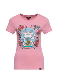 QUEEN KEROSIN - Print-Shirt mit Artwork-Print Lucky Cat - offwhite