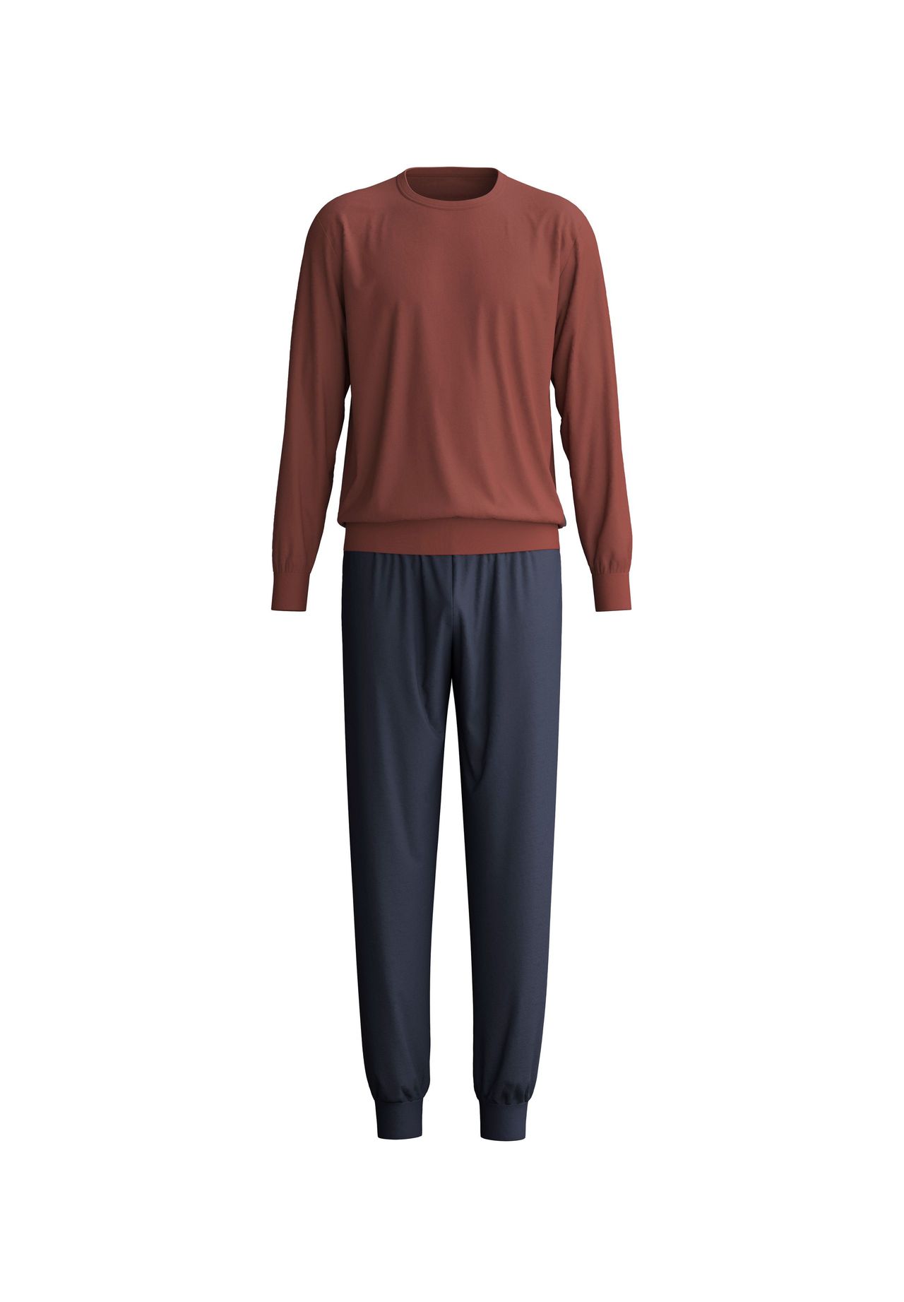 Calida Schlafanzug Relax Essentials Bio-Baumwolle Für Herren Rot/Blau Xxl - Bild 5