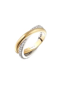 elli. - Ring Zirkonia Weiß 925 Sterling Silber Vergoldet - Zweifarbig