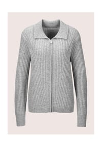 MADELEINE - Strickjacke mit Reißverschluss - steingrau / melange / wollweiß