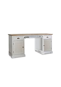 LOBERON - Schreibtisch Belleplain weiß/braun - weiß/braun