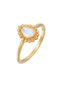 elli. - Ring Mondstein Tropfen Dots Kugel 925 Silber - Gold