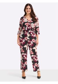sheego - Jumpsuit - schwarz-koralle-bedruckt