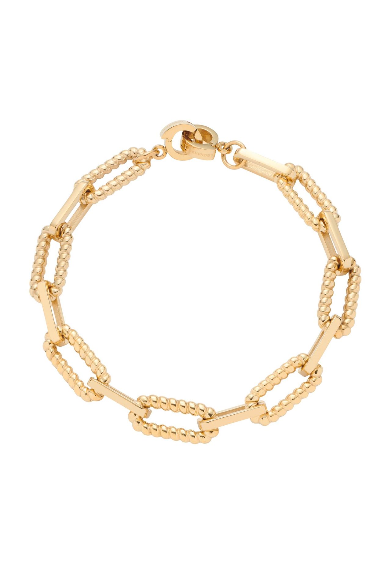 Leonardo Jewels Bracciale Donna Clip&Mix Moni 022233 In Acciaio Inox Oro - Maglie Lucide E Struttura A Cordoncino 19cm