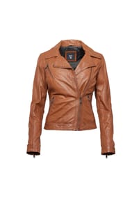 H.I.S - Lederjacke im Biker-Stil - COGNAC