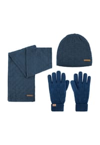 normani® - Winterset aus Merinowolle Mütze, Schal und Handschuhe Muster Yuma - Anthrazit