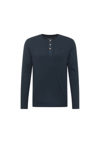 MUSTANG® - Herren Longsleeve - Arminto, Knit Rib, Henley-Kragen, Slim Fit, Bio-Baumwolle - Dunkelblau