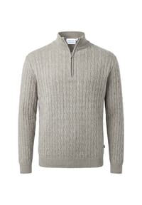 Vercate - Half Zip Pullover, Zopfmuster, greige - Schwarz
