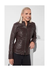 JILANI - Damen Lederjacke Lammnappa chocobraun - choko
