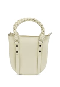 HARPA - Schultertasche HAYA in abgerundeter Form mit geflochtenem Henkel - cashmere cream