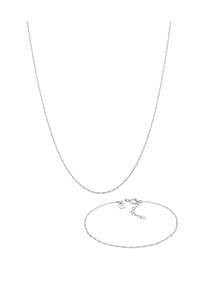 KUZZOÍ - Schmuckset Basic Gliederkette Gedreht 925 Silber - Gold