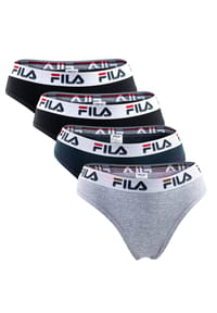 FILA - Damen Brazilian Slip - 4er Pack, Logo-Bund, Cotton Stretch, einfarbig - Schwarz