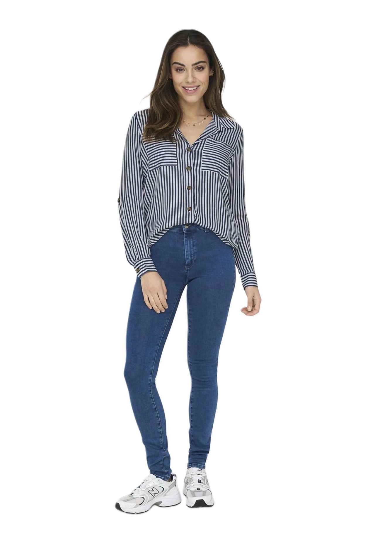 Only® Hemdbluse, Brusttaschen, FüR Damen, Blau, S