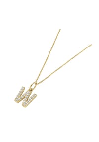 Luigi Merano® - Kette Anhänger Buchstabe W mit Zirkonia, Gold 375 - weiss