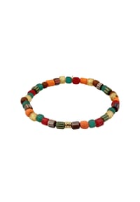 KUZZOÍ - Armband Glas Beads Orange Grün Vintage 925 Sterling Silber Vergoldet - Gold