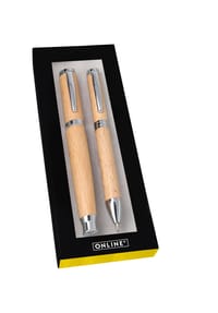 ONLINE® - Füllhalter/Kugelschreiber-Set, Nature Style - BEECHWOOD, blau