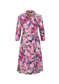 GOLDNER - Kurzgröße:  Hemdblusenkleid mit Allover-Print - pink / marine / gemustert