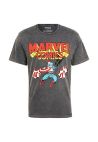 RE:COVERED - T-Shirt Marvel Comics Captain America Japan mit coolem Captain America-Print - Grey