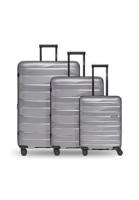 bergpfeil® Travel - Travel 4-Rollen Kofferset 3-tlg. mit Dehnfalte - arctic silver metallic