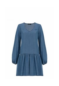 freshlions - Blusenkleid Bonnie mit verspielten Ballonbündchen - dark blue