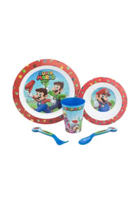 COFI - Mikrowellengeeignet 5-teiliges Kindergeschirr mit rutschfestem Boden - Mehrfarbig 25x8,5x25,5 cm