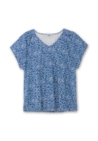 sheego - V-Shirt - blaubeere-gemustert