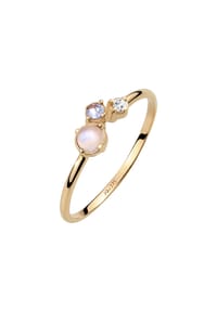 elli. DIAMONDS - Ring Mit Opal Mondstein Diamant Im Brillantschliff (0.015 Ct) 375 Gelbgold - Gold