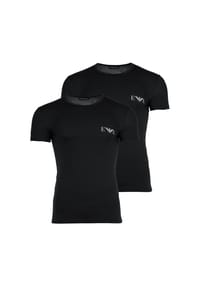 EMPORIO ARMANI - Herren T-Shirt, 2er Pack - BOLD MONOGRAM, Kurzarm, Rundhals, Stretch Cotton - Blau