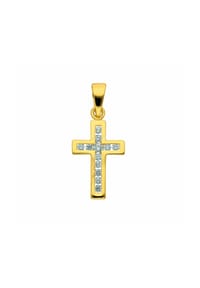 Adelia's - Schmuckset - Halskette - Kreuzkette mit Kreuz Anhänger mit Zirkonia aus 375 Gold - gold