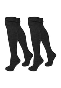 normani® - 2 Paar Overknees gerippt mit Umschlag - Grau