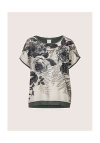 MADELEINE - Rundhals-Shirt im Material-Mix - graumelange / multicolor