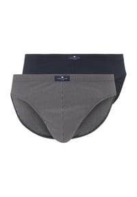 TOM TAILOR - Slip 2er-Pack, Streifen-Muster, für Herren - navy, dunkelgrau/weiß gestreift