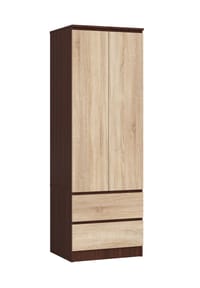 Akord - Kleiderschrank Star S60 mit 2 Türen, 2 Schubladen und 1 Einlegeboden - artisan-eiche