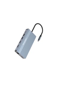 COFI - USB-C Hub 14-in-1 mit 3 Monitoranschlüssen, Aluminium, Grau - Grau 15 × 6 × 1,5 cm