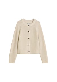 Marc O'Polo - Damen Strickjacke - Rippstrick-Cardigan, Rundhals, Organic Cotton, Loose Fit - Beige