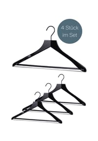 MAWA® Holzbügel Profi 45 SV HRS, schwarz, 4-tlg - ALL BLACK - Schwarz