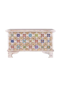 GINER & COLOMER - Mangoholzstamm 80 cm, moderner mediterraner Stil - 46x80x40 - weiß