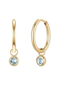 GLANZSTÜCKE MÜNCHEN - Creolen Edelstahl gelbgold Kristalle von Swarovski hellblau - gelbgold