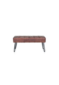 GINER & COLOMER - Ziegenlederbank 96 cm Moderner Industriestil - 45x96x40 - Braun
