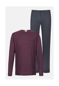 mey - Schlafanzug Evening Geo, Baumwolle, für Herren - 762 OXBLOOD