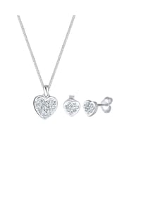 elli. - Schmuckset Herz Amour 925 Silber, Mit Kristallen Von Swarovski® - Weiß