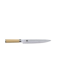 KAI - Schinkenmesser Shun Classic White, Pakkaholzgriff, Damaszenerstahl, Klingenlänge 23 cm - silber