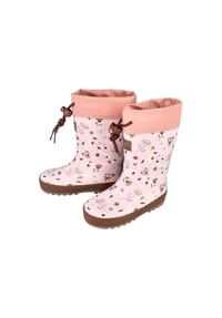 maximo® - Gummistiefel allover Blumen Stulpe, Reflekt 3M, Winterfutter - ash rose/kastanie