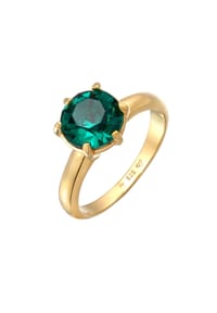 elli. - Ring Solitär Mit Kristallen Von Swarovski® 925 Silber Vergoldet - Gold